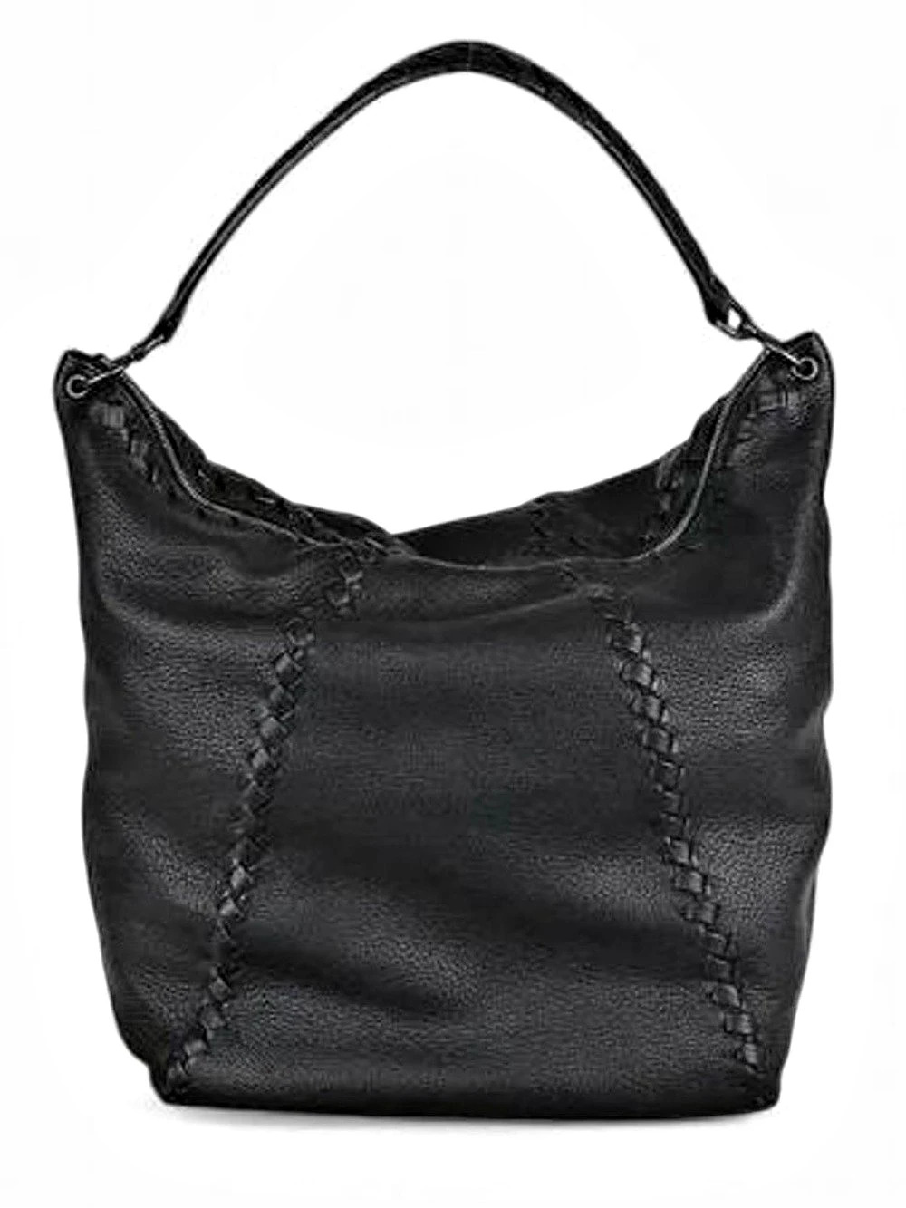 S/S 2009 Vintage Bottega Veneta Nero Cervo Leather Loop Hobo Tote Bag